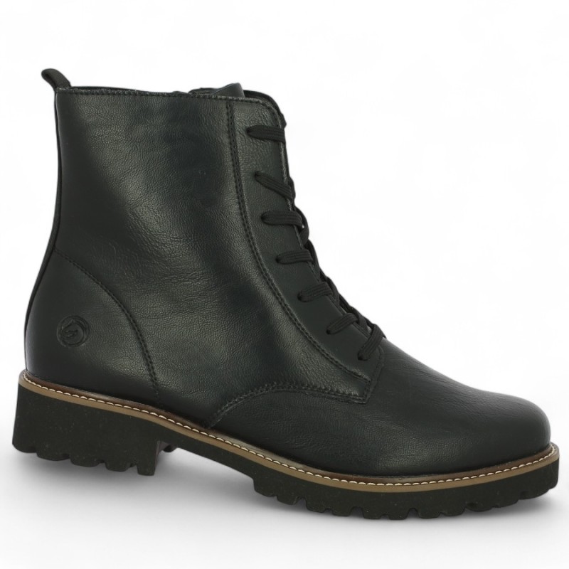 D8661-00 Bottines en cuir noir et lacets Remonte 42, 43, 44, 45 Shoesissime, vue profil