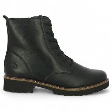 D8661-00 Boots à lacets cuir noir grande taille femme Shoesissime, vue coté