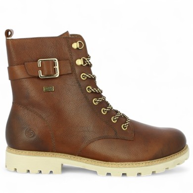 D8475-24 Bottines fourrées laine cuir camel Remonte grande taille Shoesissime, vue coté