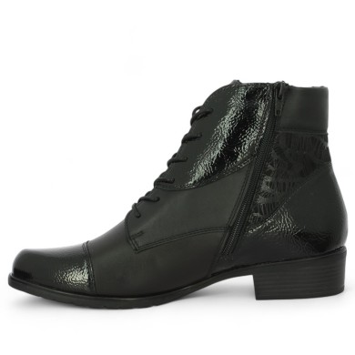 Tiphaine - D6882-00 Bottine noire à lacets petit talon - Chaussures Remonte 42, 43, 44, 45 - Shoesissime