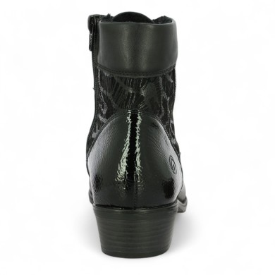 Tiphaine - D6882-00 Bottine noire à lacets petit talon - Chaussures Remonte 42, 43, 44, 45 - Shoesissime