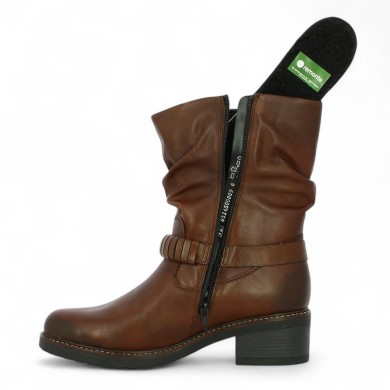 bottines marron femme montante petit talon semelle amovible Remonte grande pointure, vue détails