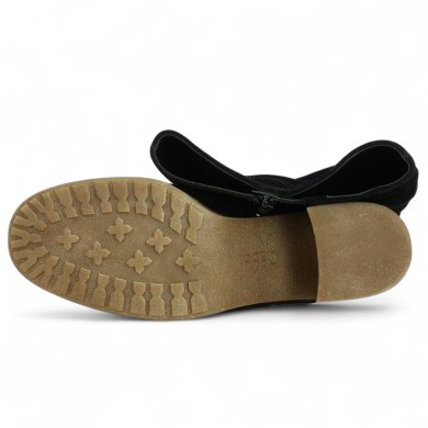 Prisca - 72.857.47 Botte en cuir nubuck noir avec plateforme beige Gabor - Botte grande pointure - Shoesissime