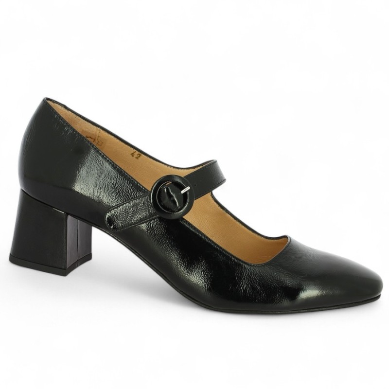 Juliette - Black patent heels with straps - Escarpins bébés 42, 43, 44, 45 - Shoesissime