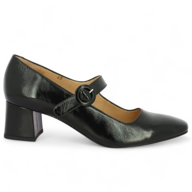 escarpin à brides vernis noir grande taille Shoesissime, vue coté