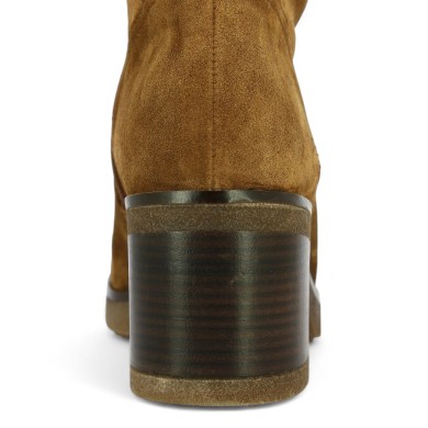 botte mode grande pointure femme velours marron 42, 43, 44, Shoesissime, vue talon