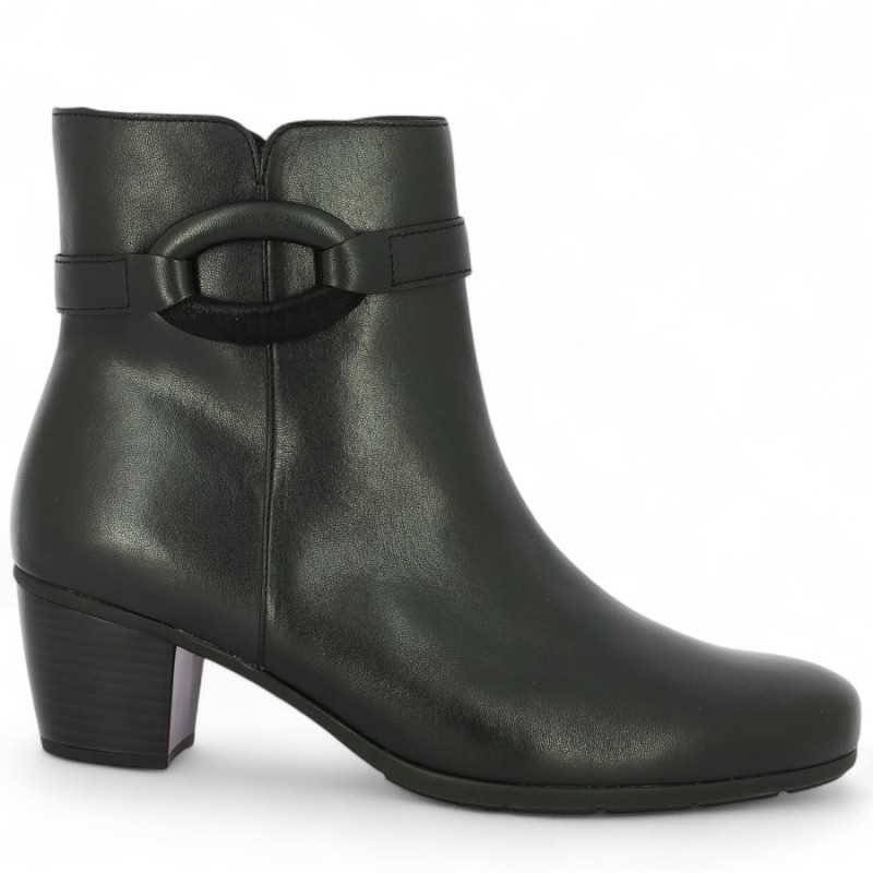 bottine talon 5 cm cuir noir grande taille femme Gabor Shoesissime, vue profil