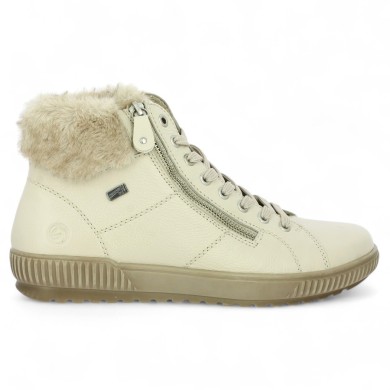 D0780-80 baskets cuir écru femme grande taille 42, 43, 44, 45 Shoesissime, vue coté