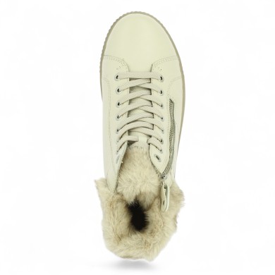 chaussures chaudes femme grande pointure 42, 43, 44, 45 cuir écru, vue dessus