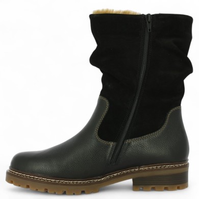 bottines fourrées cuir noir grande pointure femme 42, 43, 44, 45 Shoesissime, vue intérieure