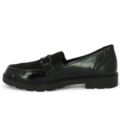 Ely - D2Q01-02 Moccasin bi matière noir femme - Chaussures Remonte 42, 43, 44, 45 - Shoesissime