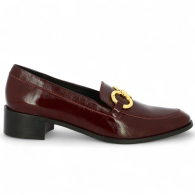 mocassin chic femme vernis bordeaux grande taille Shoesissime, vue coté