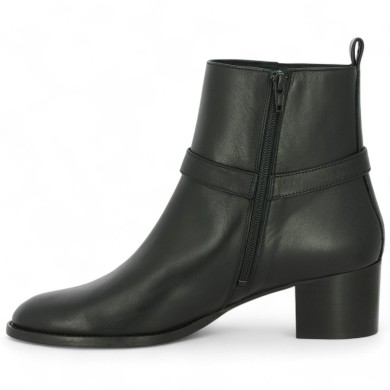 bottine femme cuir noir chic talon santiag 42, 43, 44, 45, vue intérieure