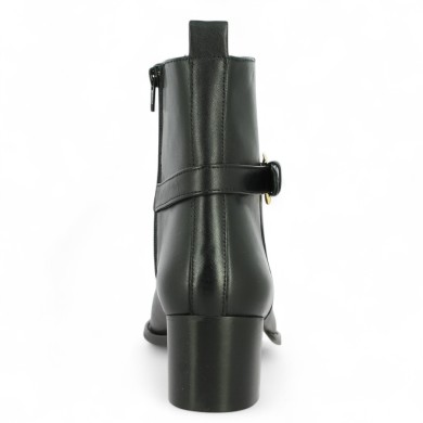 bottine petit talon noire grande pointure femme habillée, vue arrière