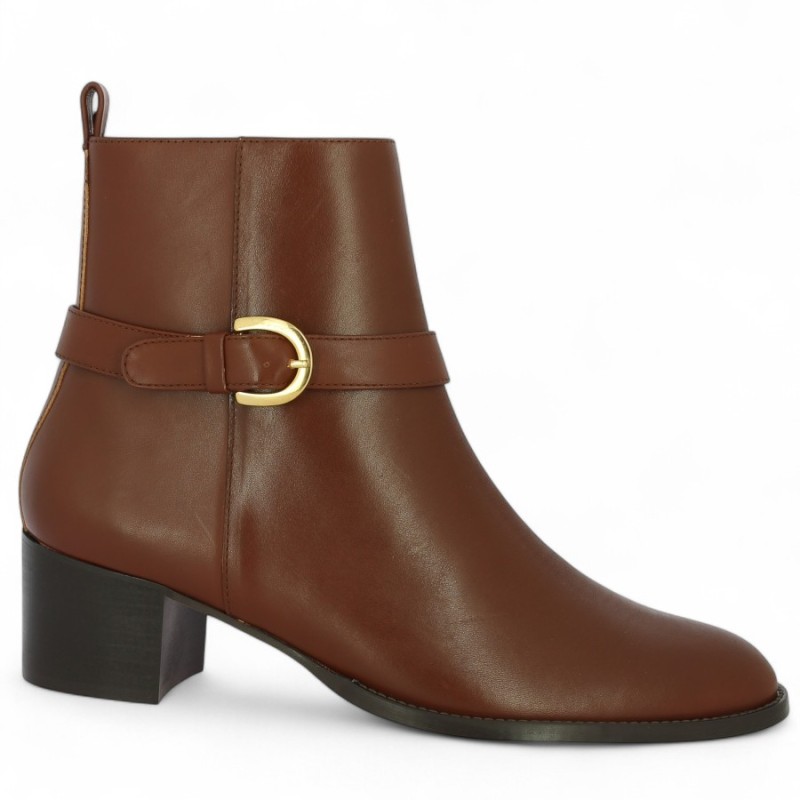 bottine marron talon 5 cm grande taille femme Shoesissime, vue profil