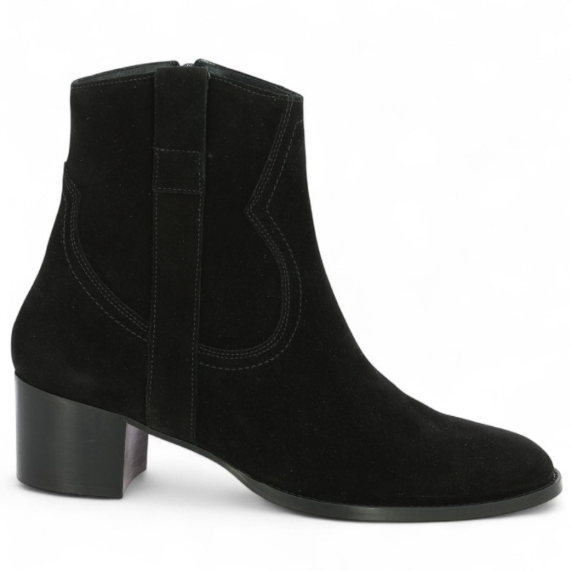 Kimmy - Elegant black santiag boot - Women's booties 42, 43, 44, 45 - Shoesissime