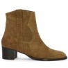 bottine santiag femme 42, 43, 44, 45, croute de cuir camel Shoesissime, vue coté