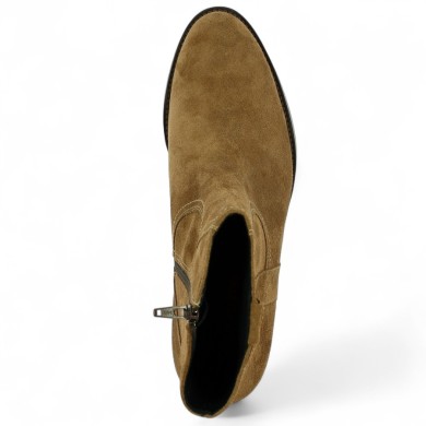 bottine santiag femme grande pointure croute de cuir camel Shoesissime, vue dessus