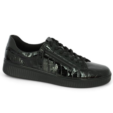 Baskets noire vernis croco Remonte grande taille femme Shoesissime, vue profil