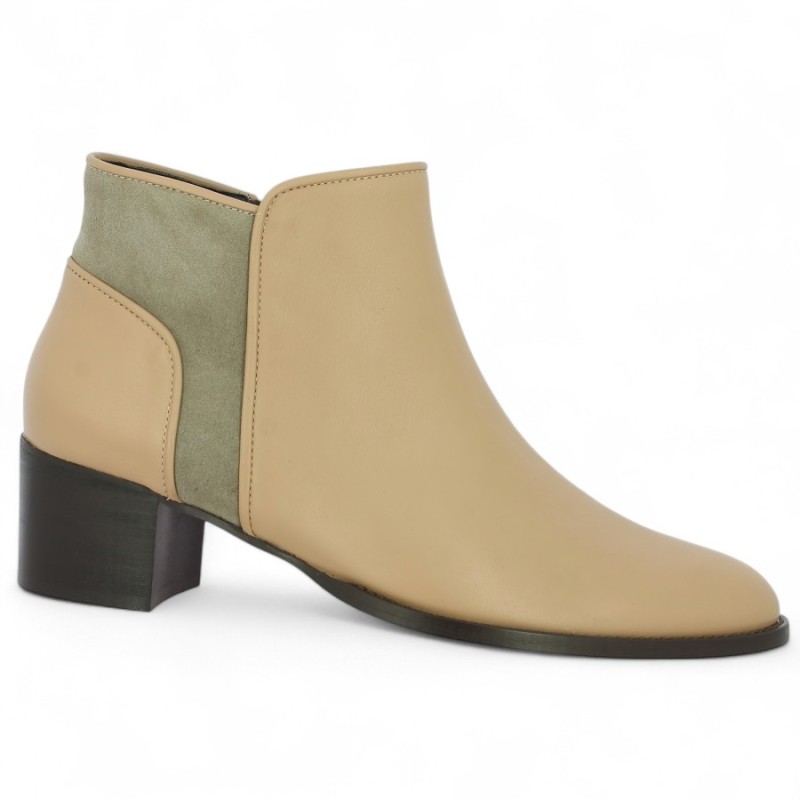 Gaelle - Boots with beige heel for women 42, 43, 44, 45 - Boots large size - Shoesissime