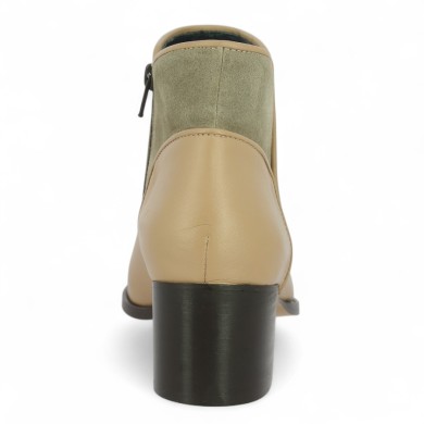 Gaelle - Boots à talon beige femme 42, 43, 44, 45 - Bottines grande pointure - Shoesissime