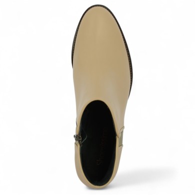bottine beige femme 42, 43, 44, 45 petit talon Shoesissime, vue coté