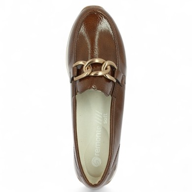 Bruna - D0H15-25 Women's brown patent loafer - Chaussures Remonte grande taille - Shoesissime