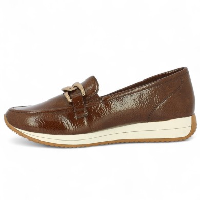Bruna - D0H15-25 Women's brown patent loafer - Chaussures Remonte grande taille - Shoesissime