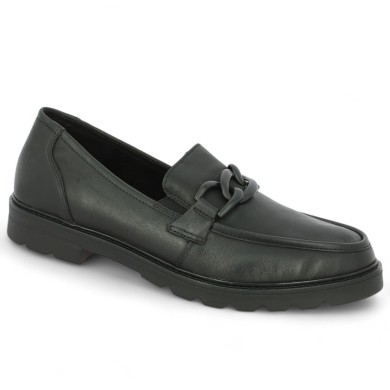 Ely - D2Q01-00 Mocassin grande taille cuir noir - Chaussures Remonte femme 42, 43, 44, 45 - Shoesissime