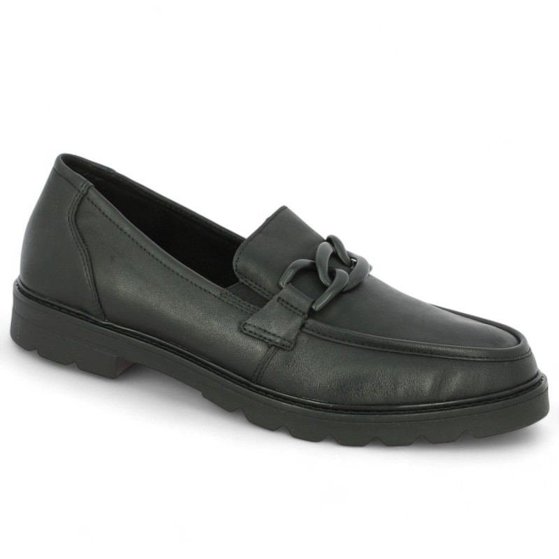 Ely - D2Q01-00 Moccasin grande taille cuir noir - Chaussures Remonte femme 42, 43, 44, 45 - Shoesissime