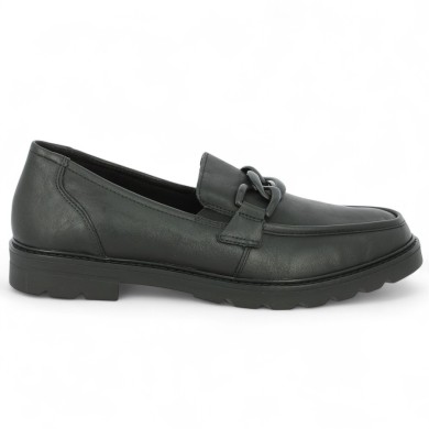 Ely - D2Q01-00 Mocassin grande taille cuir noir - Chaussures Remonte femme 42, 43, 44, 45 - Shoesissime