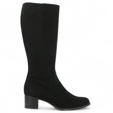 Florence - Black wide calf boots with small heel - Women's plus size boots - Shoesissime