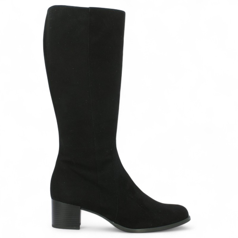 Florence - Black wide calf boots with small heel - Women's plus size boots - Shoesissime