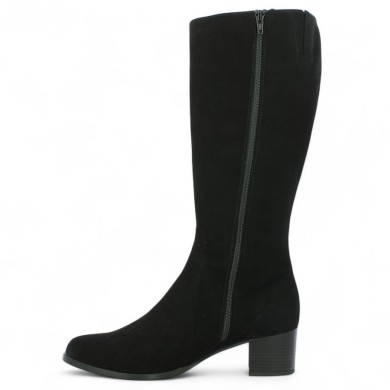 Florence - Black wide calf boots with small heel - Women's plus size boots - Shoesissime