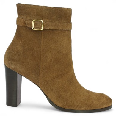 Tracey - Cognac ankle boot with high heel - Large size women's boots - Shoesissime
