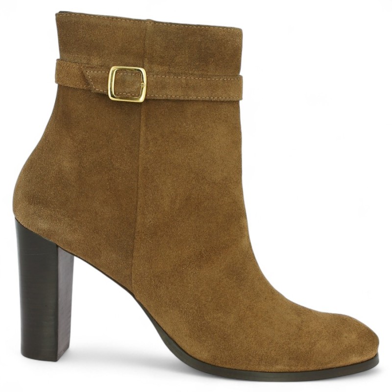 Tracey - Cognac ankle boot with high heel - Large size women's boots - Shoesissime