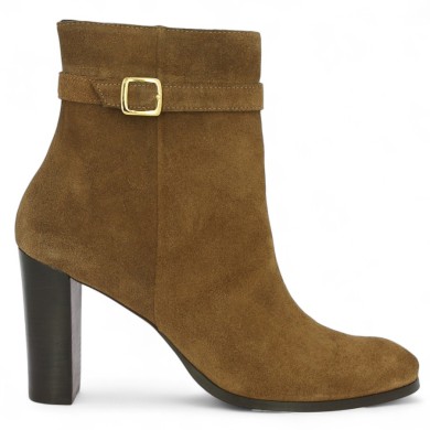 Tracey - Cognac ankle boot with high heel - Large size women's boots - Shoesissime