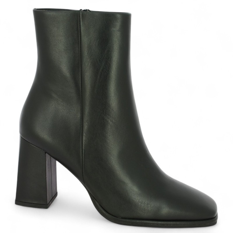 Irma - Bottine talon haut tendance cuir noir - Bottines chic femme grande taille- Shoesissime