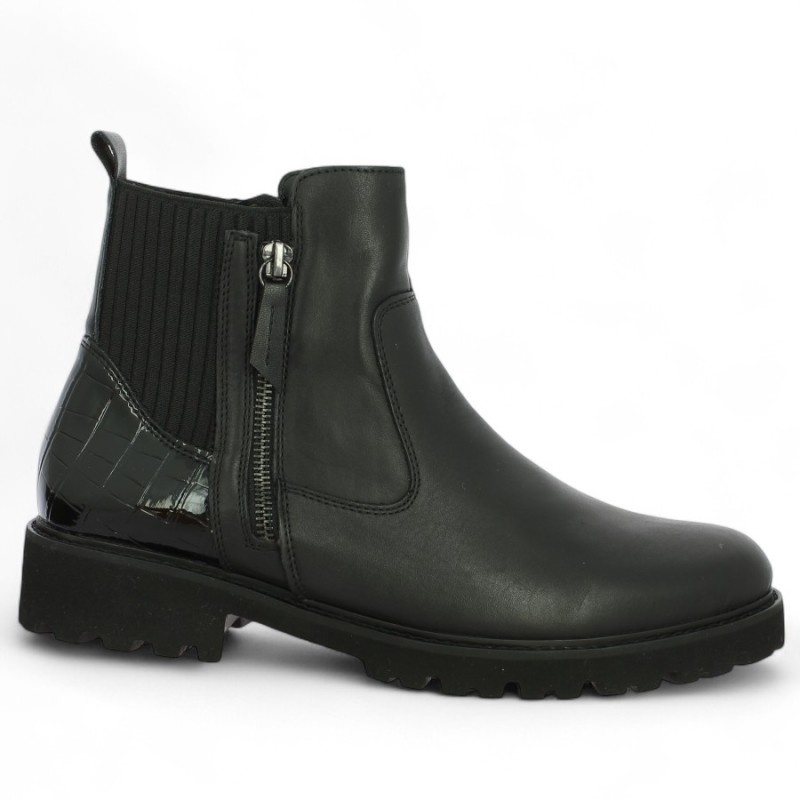 Roxane - Bottine D8655-00 noire cuir et tissu - Boots Remonte grande taille femme - Shoesissime