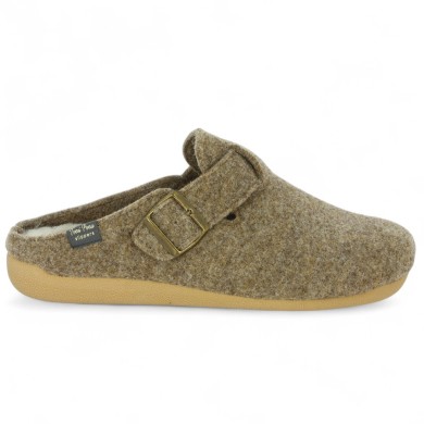 Chaussons beige femme grande taille Shoesissime, vue coté