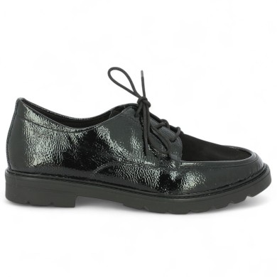 D2Q03-02 chaussures à lacets Remonte vernis et velours 42, 43, 44, 45 Shoesissime, vue coté