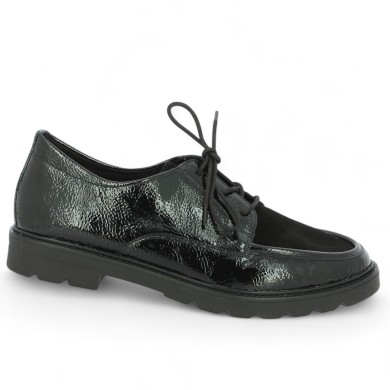 D2Q03-02 Derby femme vernis et velours grandes pointures Shoesissime, vue profil