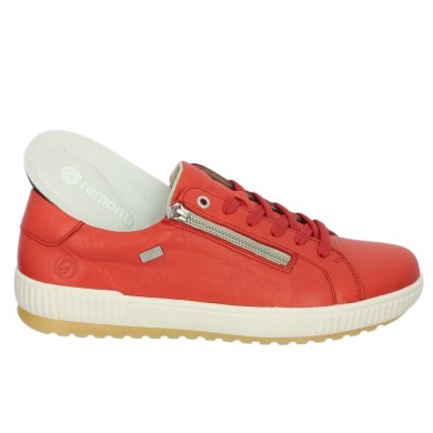 Baskets femme semelle amovible grande pointure cuir rouge Shoesissime, vue détails