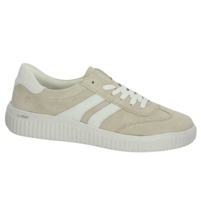 D3E00-60 baskets remonte beige et blanche 42, 43, 44, 45  pointure femme Shoesissime, vue profil