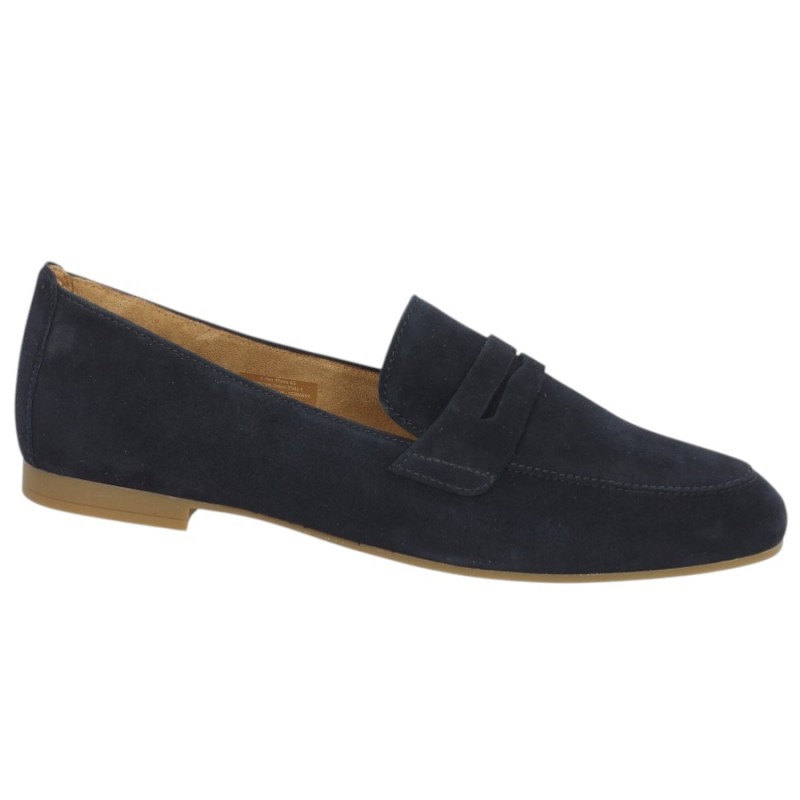Mocassin femme Gabor velours bleu 8, 8.5, 9, 9.5 Shoesissime, vue profil