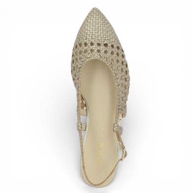 81.631.62 chaussures plate chic grande taille dorée tressée Shoesissime, vue dessus