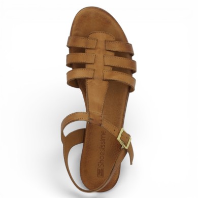 Ludovica - Camel Italian leather sandal - Italian women's sandals large size - Shoesissime