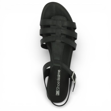 Ludovica - Black Italian leather sandal - Sandals for women 42, 43, 44, 45 - Shoesissime