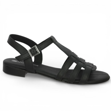 Ludovica - Black Italian leather sandal - Sandals for women 42, 43, 44, 45 - Shoesissime