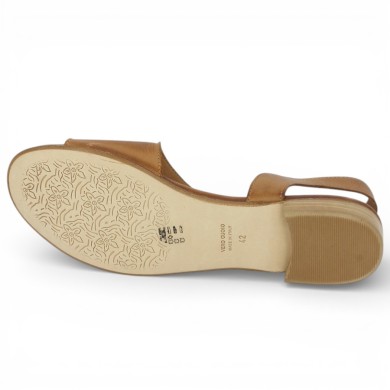 Giulia - Nude-piedes cuir camel originale - Sandales femme 42, 43, 44, 45 - Shoesissime